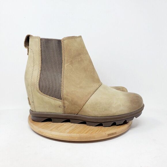 Sorel Joan of Arctic Wedge‎ Chelsea Boots Womens 10.5 Tan Burnished Brown Winter - Picture 7 of 12